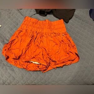 Orange Ruched Shorts